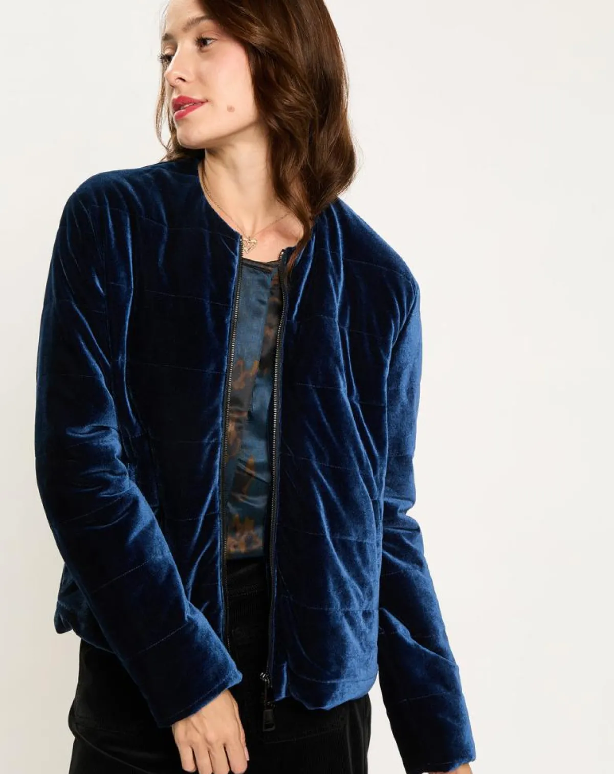 Lauren Vidal Vestes, Blousons|Veste de costume en Satin Moon bleue