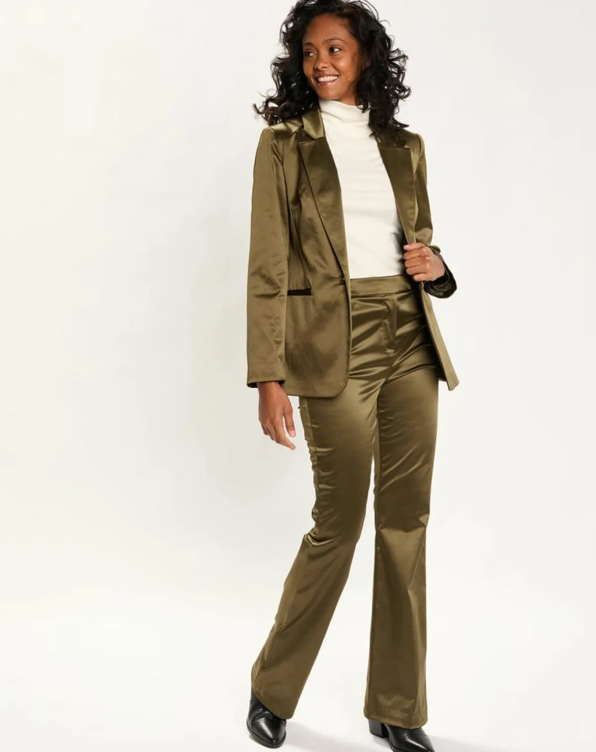 Lauren Vidal Vestes, Blousons|Veste de costume en Satin Moon bronze