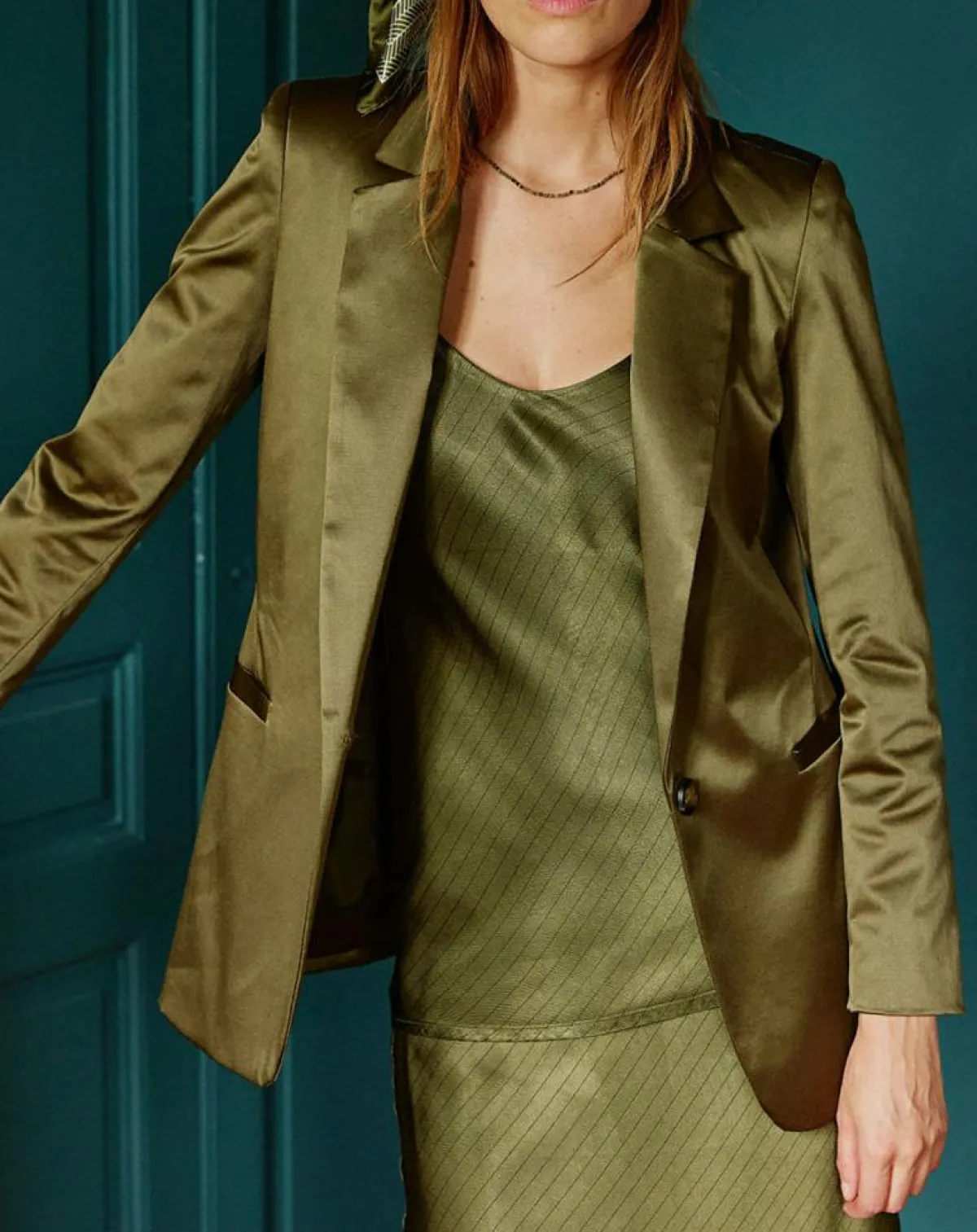 Lauren Vidal Vestes, Blousons|Veste de costume en Satin Moon bronze