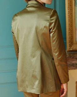 Lauren Vidal Vestes, Blousons|Veste de costume en Satin Moon bronze
