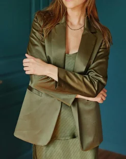 Lauren Vidal Vestes, Blousons|Veste de costume en Satin Moon bronze