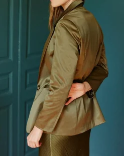 Lauren Vidal Vestes, Blousons|Veste de costume en Satin Moon bronze