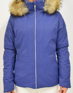 Duvillard Manteaux|Veste de Ski Aneto col fausse fourrure cobalt