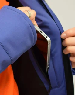 Duvillard Manteaux|Veste de Ski Aneto col fausse fourrure cobalt