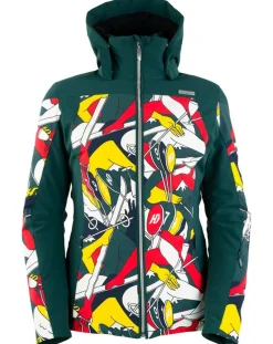 Duvillard Manteaux|Veste de ski Ecandies imprimée vert/multicolore