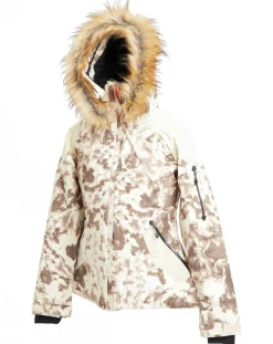 Degré 7 Manteaux|Veste de Ski Flegere imprimé col fausse fourrure vanille