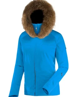 Duvillard Manteaux|Veste de ski Penia fausse fourrure amovible bleue