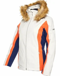 Duvillard Manteaux|Veste de ski Sella fausse fourrure écru/orange