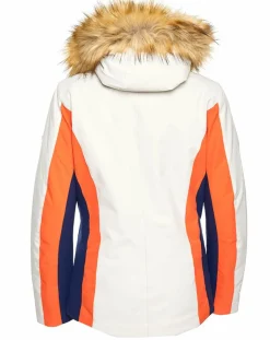 Duvillard Manteaux|Veste de ski Sella fausse fourrure écru/orange