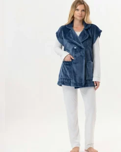 Le Chat Vestes, Blousons|Veste d'intérieur en peluche flanelle Essentiel prusse