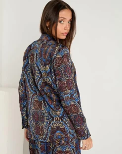 See u Soon Vestes, Blousons|Veste Emma satinée imprimée bordeaux/bleu