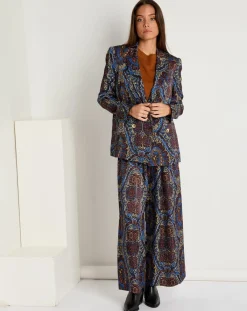 See u Soon Vestes, Blousons|Veste Emma satinée imprimée bordeaux/bleu