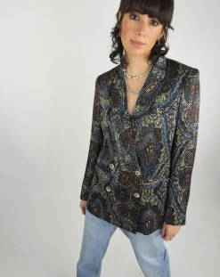 See u Soon Vestes, Blousons|Veste Emma satinée imprimée bordeaux/bleu