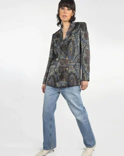 See u Soon Vestes, Blousons|Veste Emma satinée imprimée bordeaux/bleu