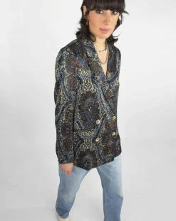 See u Soon Vestes, Blousons|Veste Emma satinée imprimée bordeaux/bleu