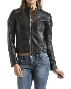 Blue Wellford Vestes, Blousons|Veste en Cuir Adda noire