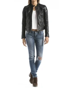 Blue Wellford Vestes, Blousons|Veste en Cuir Adda noire