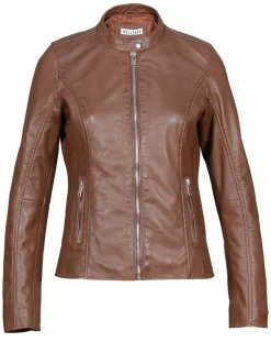 Blue Wellford Vestes, Blousons|Veste en Cuir Aglae cognac