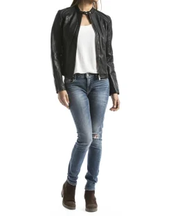 Blue Wellford Vestes, Blousons|Veste en Cuir Alazeia noire