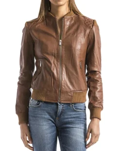 Blue Wellford Vestes, Blousons|Veste en Cuir Alba cognac