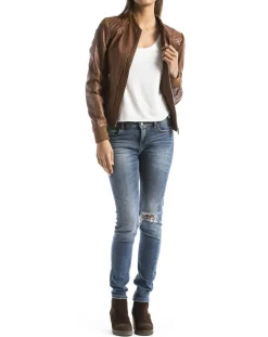 Blue Wellford Vestes, Blousons|Veste en Cuir Alba cognac