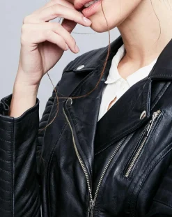 Chyston Vestes, Blousons|Veste en Cuir Althea noire