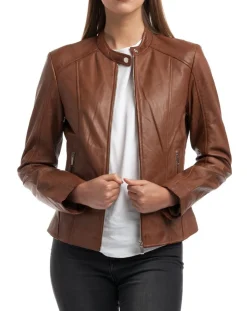 Chyston Vestes, Blousons|Veste en Cuir Angelina cognac