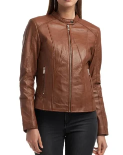 Chyston Vestes, Blousons|Veste en Cuir Angelina cognac