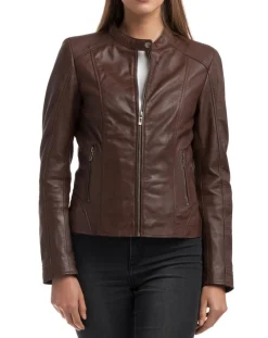 Chyston Vestes, Blousons|Veste en Cuir Angelina marron