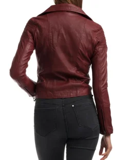 Chyston Vestes, Blousons|Veste en Cuir Barbara bordeaux