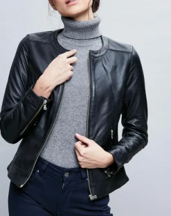 Chyston Vestes, Blousons|Veste en Cuir Basilea noire