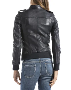 Blue Wellford Vestes, Blousons|Veste en Cuir Belaya marine