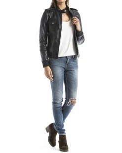 Blue Wellford Vestes, Blousons|Veste en Cuir Belaya marine