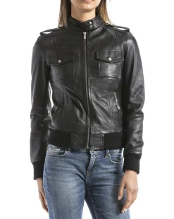 Blue Wellford Vestes, Blousons|Veste en Cuir Belaya noire