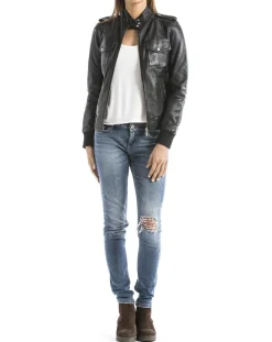 Blue Wellford Vestes, Blousons|Veste en Cuir Belaya noire