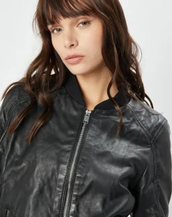 Blue Wellford Vestes, Blousons|Veste en Cuir Benoue noire