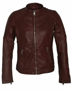 Blue Wellford Vestes, Blousons|Veste en Cuir Betty bordeaux