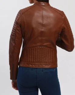 Blue Wellford Vestes, Blousons|Veste en Cuir Betty cognac