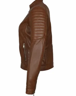 Blue Wellford Vestes, Blousons|Veste en Cuir Betty cognac