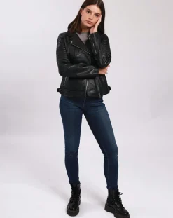 Blue Wellford Vestes, Blousons|Veste en Cuir Cally noire