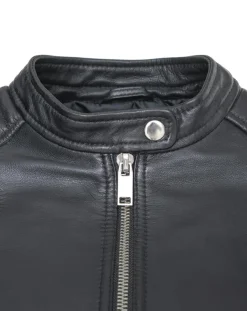 Blue Wellford Vestes, Blousons|Veste en Cuir Caterina noire