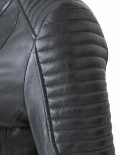 Blue Wellford Vestes, Blousons|Veste en Cuir Caterina noire