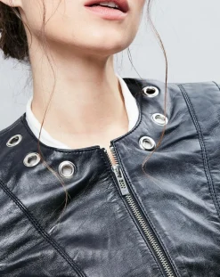 Chyston Vestes, Blousons|Veste en Cuir Cécile noire