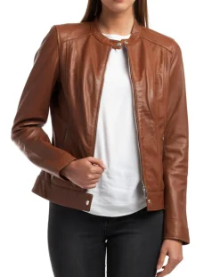 Chyston Vestes, Blousons|Veste en Cuir Celeste cognac