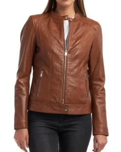 Chyston Vestes, Blousons|Veste en Cuir Celeste cognac