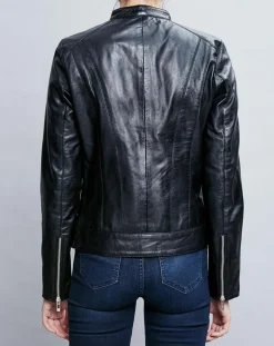 Chyston Vestes, Blousons|Veste en Cuir Celeste noire