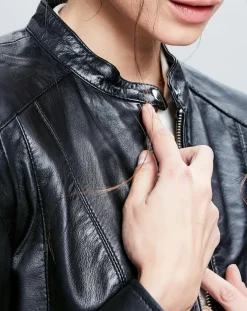 Chyston Vestes, Blousons|Veste en Cuir Celeste noire