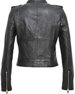 Blue Wellford Vestes, Blousons|Veste en Cuir Chaya noire