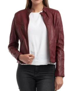 Chyston Vestes, Blousons|Veste en Cuir Cindy bordeaux