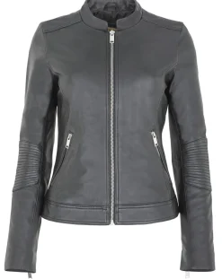 Chyston Vestes, Blousons|Veste en Cuir d'Agneau Clara noire